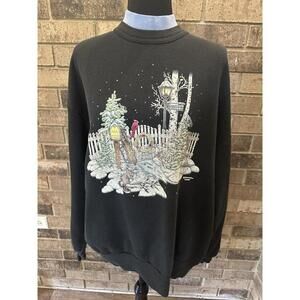 VINTAGE WOMEN'S MORNING SUN JERZEES CHRISTMAS PULLOVER SWEATSHIRT XL 62579